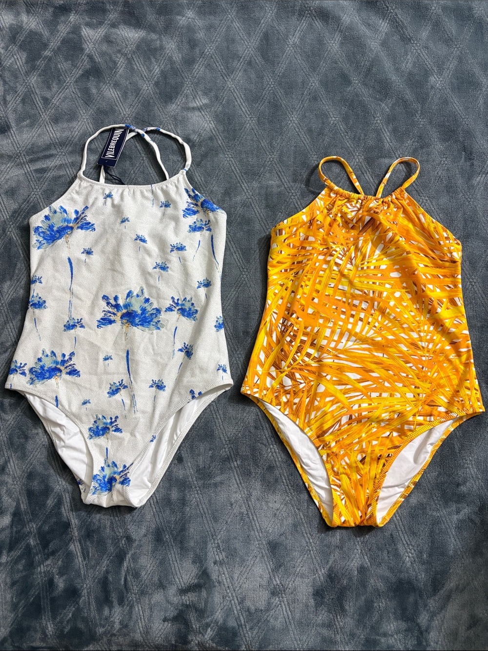 Vilebrequin White & Yellow Girls' One-Piece Swimsuits